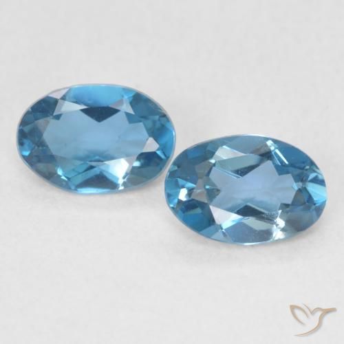 0.98ctw Natural Azul Londres Topacio, Ovalada, VVS-VS, Photo A