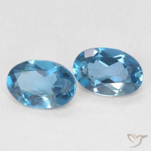 Gemas de Topacio Azul Londres natural de 0.98 ct, Ovalada, VVS-VS