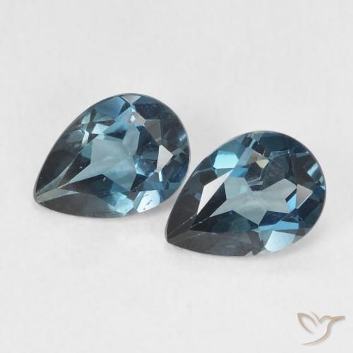 Gemas de topacio azul natural de 1,51 ct, en forma de pera, VVS-VS