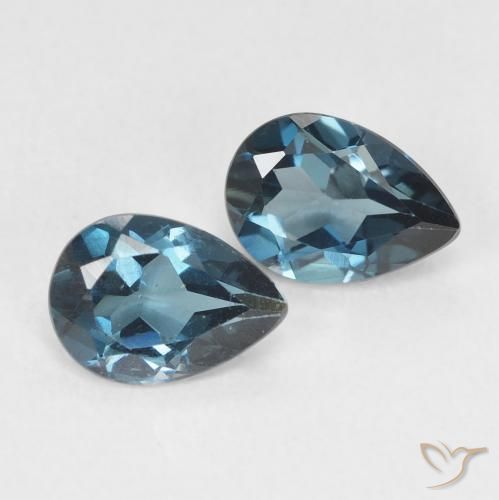Gemas de topacio azul natural de 1,51 ct, en forma de pera, VVS-VS