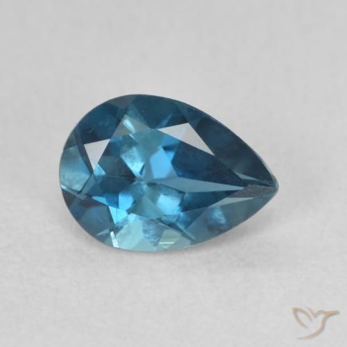 Topacio Azul Londres natural de 0.80 ct, En forma de pera, VVS-VS