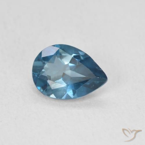 Topacio Azul Londres natural de 0.75 ct, En forma de pera, VS
