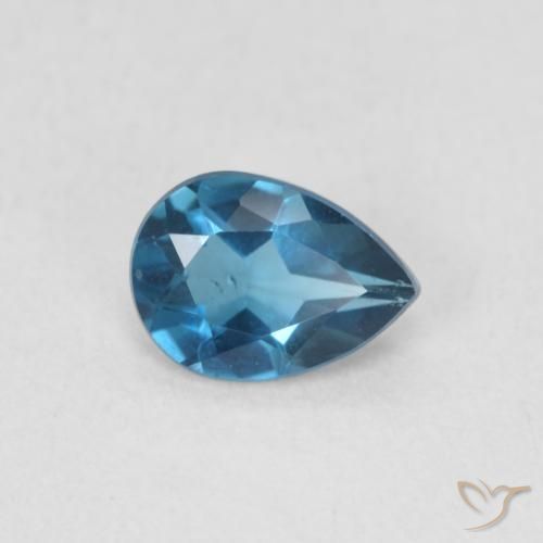 0.74ct Natural Azul Londres Topacio, En forma de pera, VS
