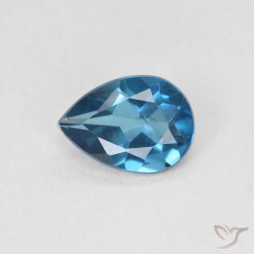 Topacio Azul Londres natural de 0.74 ct, En forma de pera, VS