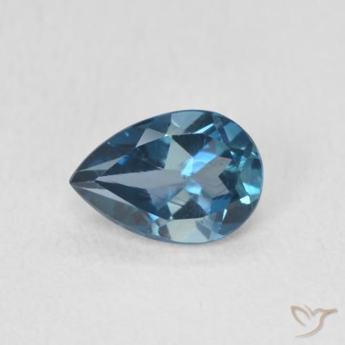 0.86ct Natural Azul Londres Topacio, En forma de pera, VS
