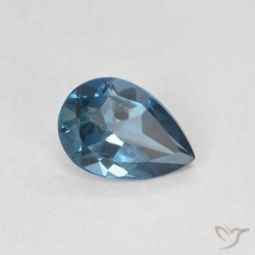 Topacio Azul Londres natural de 0.86 ct, En forma de pera, VS