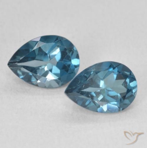 1.76ctw Natural Azul Londres Topacio, En forma de pera, VS
