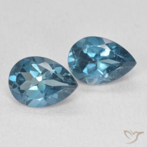 Gemas de Topacio Azul Londres natural de 1.76 ct, En forma de pera, VS