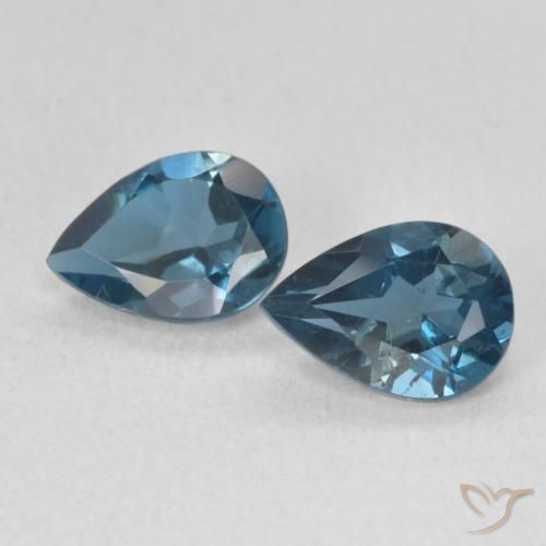 Gemas de Topacio Azul Londres natural de 1.59 ct, En forma de pera, VS