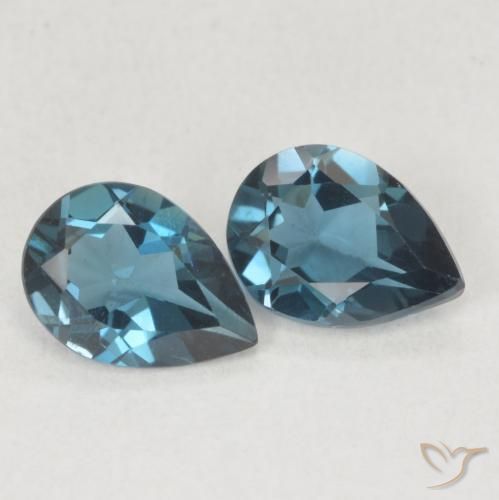 Gemas de Topacio Azul Londres natural de 1.47 ct, En forma de pera, VS