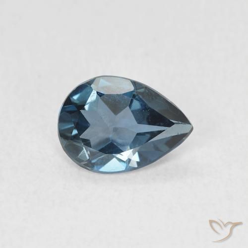 Topacio Azul Londres natural de 0.71 ct, En forma de pera, VVS-VS