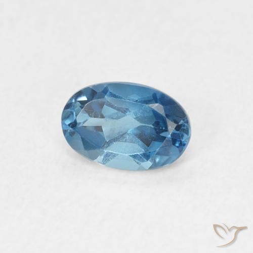Topacio Azul Londres natural de 0.60 ct, Ovalada, VVS-VS