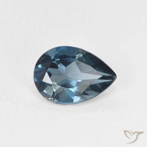 Topacio Azul Londres natural de 0.82 ct, En forma de pera, VS