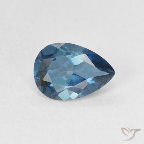 Topacio Azul Londres natural de 0.85 ct, En forma de pera, VS
