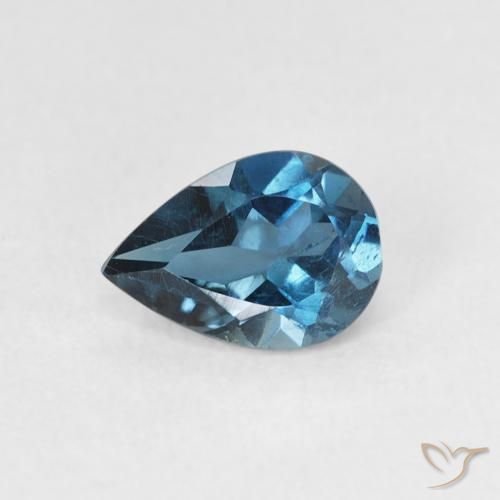 0.79ct Natural Azul Londres Topacio, En forma de pera, VS