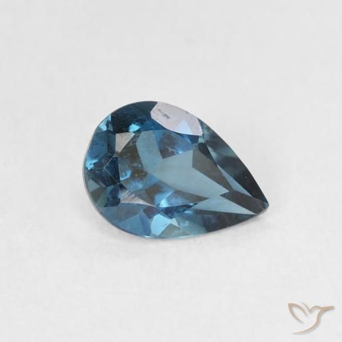 Topacio Azul Londres natural de 0.79 ct, En forma de pera, VS