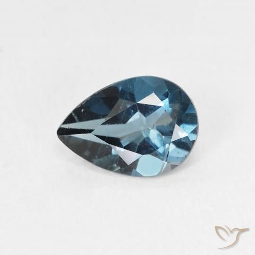 0.78ct Natural Azul Londres Topacio, En forma de pera, VS