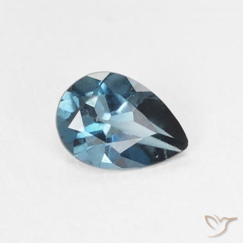 Topacio Azul Londres natural de 0.78 ct, En forma de pera, VS