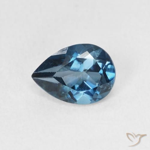 0.90ct Natural Azul Londres Topacio, En forma de pera, VS
