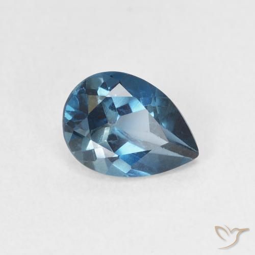 Topacio Azul Londres natural de 0.90 ct, En forma de pera, VS