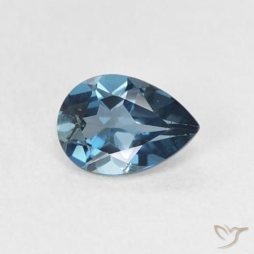 Topacio Azul Londres natural de 0.89 ct, En forma de pera, VS