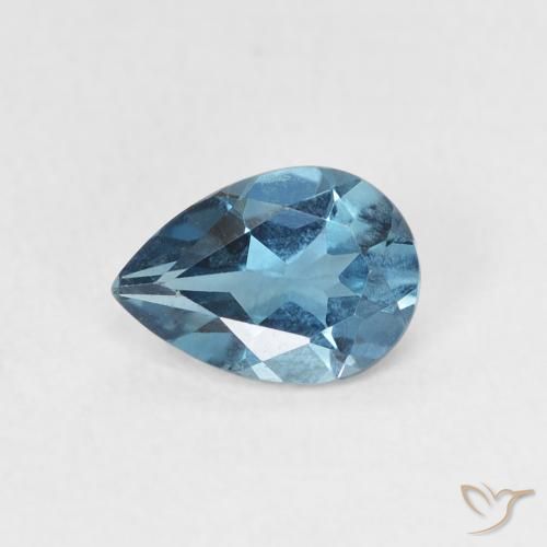 0.76ct Natural Azul Londres Topacio, En forma de pera, VS