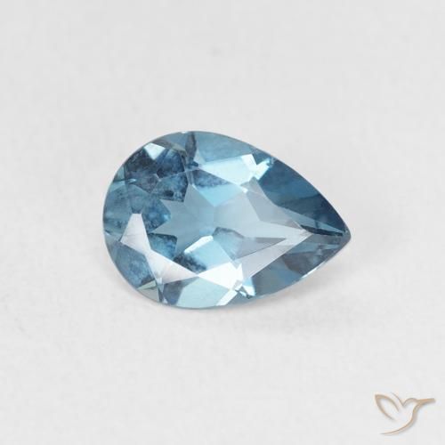Topacio Azul Londres natural de 0.76 ct, En forma de pera, VS