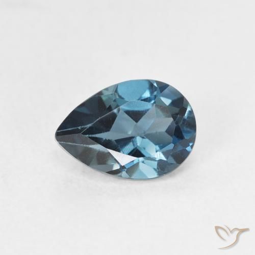 0.90ct Natural Azul Londres Topacio, En forma de pera, VS