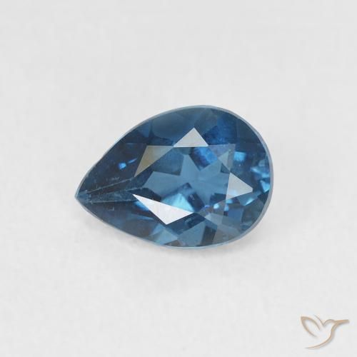 Topacio Azul Londres natural de 0.81 ct, En forma de pera, VVS-VS