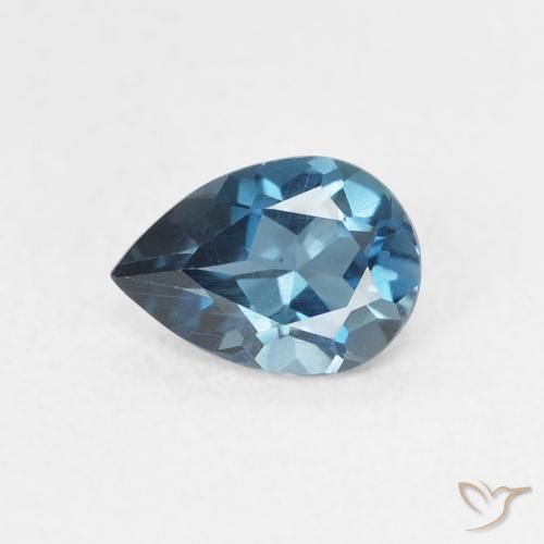 0.75ct Natural Azul Londres Topacio, En forma de pera, VVS-VS