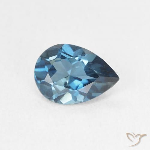 Topacio Azul Londres natural de 0.75 ct, En forma de pera, VVS-VS
