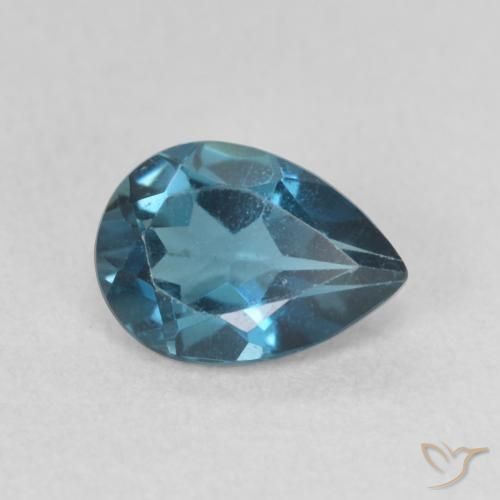 Topacio Azul Londres natural de 0.83 ct, En forma de pera, VVS-VS