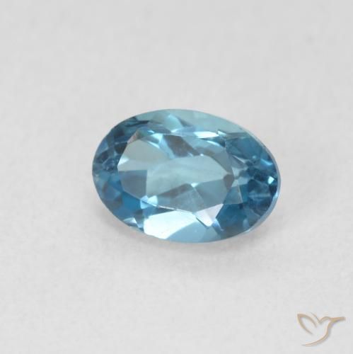 Topacio Azul Londres natural de 0.69 ct, Ovalada, VVS-VS