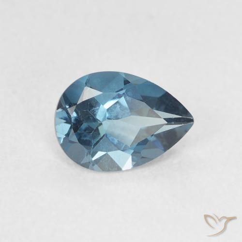Topacio Azul Londres natural de 0.76 ct, En forma de pera, VVS-VS