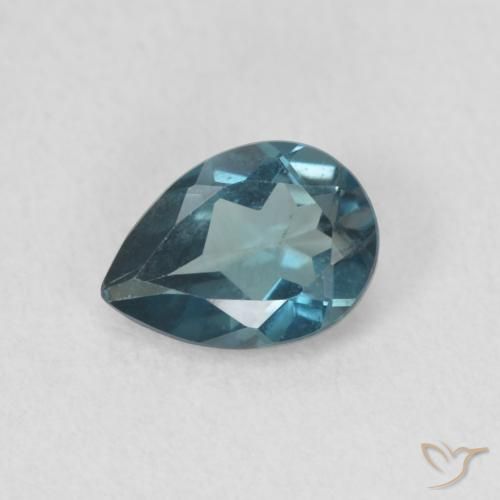 0.80ct Natural Azul Londres Topacio, En forma de pera, VS