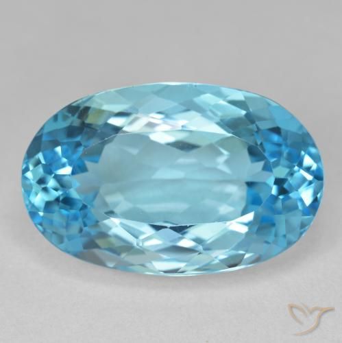 22.20ct Natural Azul Suizo Topacio, Ovalada, VVS-VS