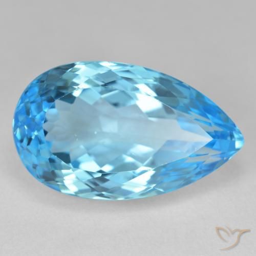 Topacio Azul Suizo natural de 28.62 ct, En forma de pera, VS