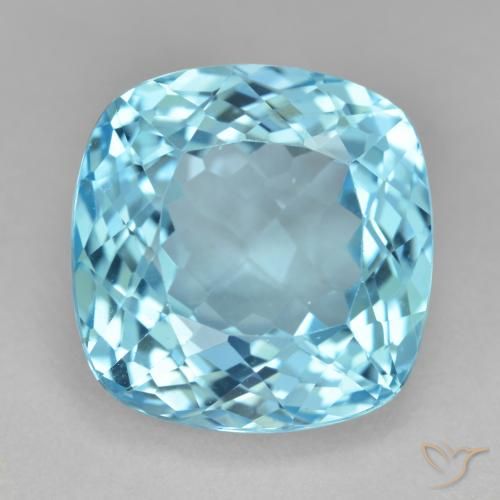 21.60ct Natural Azul Suizo Topacio, Forma Cojín, VS