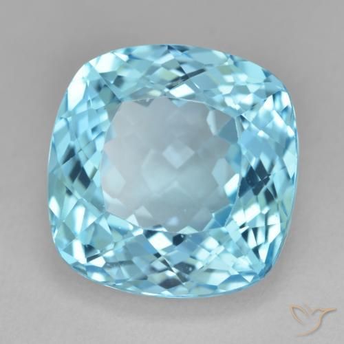 Topacio Azul Suizo natural de 21.60 ct, Forma Cojín, VS