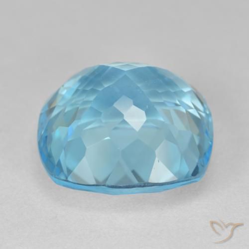 Topacio Azul Suizo natural de 21.60 ct, Forma Cojín, VS