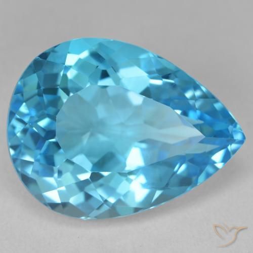 Topacio Azul Suizo natural de 22.29 ct, En forma de pera, VVS-VS
