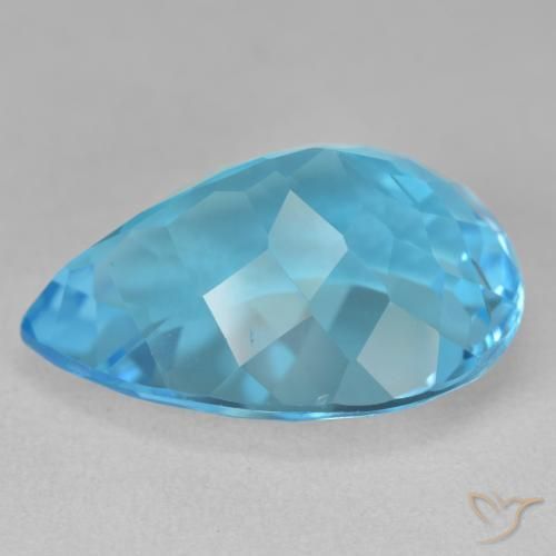 Topacio Azul Suizo natural de 22.29 ct, En forma de pera, VVS-VS