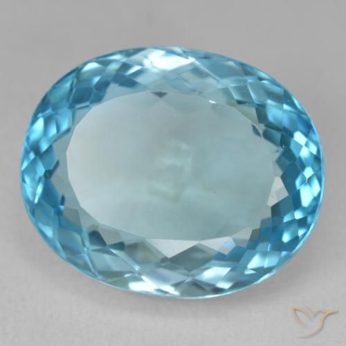 23.45ct Natural Azul Suizo Topacio, Ovalada, VVS-VS
