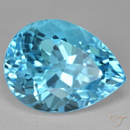 25.31ct Natural Azul Suizo Topacio, En forma de pera, VVS-VS