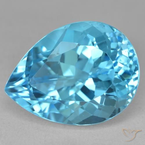 Topacio Azul Suizo natural de 25.31 ct, En forma de pera, VVS-VS