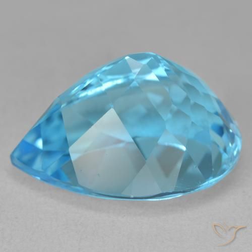 Topacio Azul Suizo natural de 25.31 ct, En forma de pera, VVS-VS
