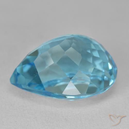 Topacio Azul Suizo natural de 21.84 ct, En forma de pera, VVS-VS