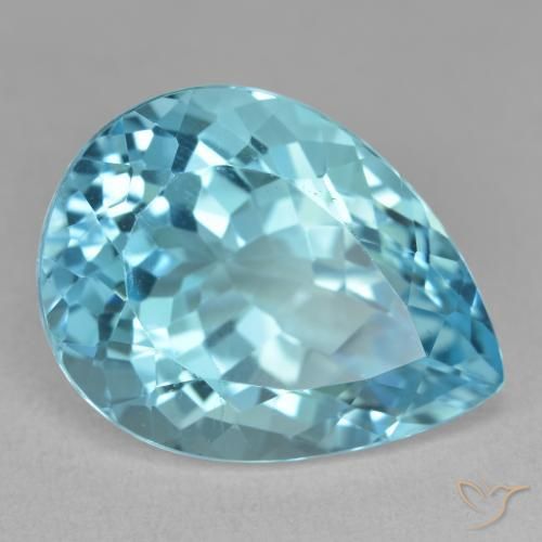 Topacio Azul Suizo natural de 20.41 ct, En forma de pera, VVS-VS
