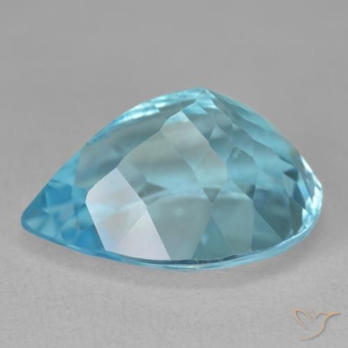 Topacio Azul Suizo natural de 20.41 ct, En forma de pera, VVS-VS