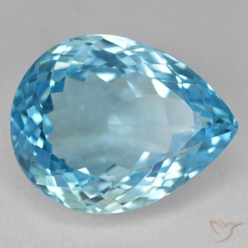 Topacio Azul Suizo natural de 25.41 ct, En forma de pera, VVS-VS